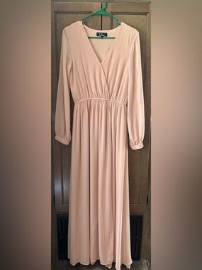 Lulus Blush Pink Long Sleeve Maxi Dress Size Small